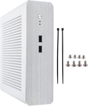 Mini ITX Case, Aluminum Alloy Panels Mid Tower ITX Chassis, Compatible with 17x17 Cm Motherboard, Support 4 4010 Fans, DIY Slim Case for Office (USB2.0)