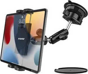 YOOZ Suction Car Tablet Mount Heavy Duty, Truck Windshield Window Dashboard Tablet Holder [Strong Suction & Flexible] for iPad Pro Air Mini, Galaxy Tab, iPhone, 4-12.9" Phones & Tablets