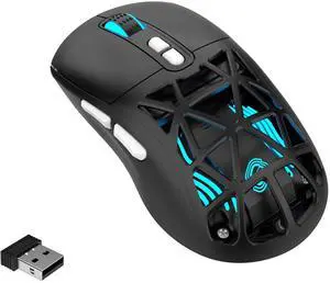 FD Wireless Gaming Mouse,Rechargeable RGB Programmable Macro Mouse,10000 DPI,Tri-Mode 2.4GHz/BT 5.0 with Wired,3.7V 500mAh Built-in Battery for Laptop Desktop PC MacBook Chromebook - Black