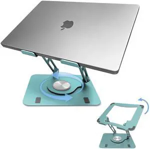 Swivel Laptop Stand for Desk, Adjustable Laptop Stand for Desk w/ 360deg Rotation, Raise Tilt Cools Laptop with This Ergonomic Laptop Stand Riser, Collapsible iPad Computer Laptop Stand (Ocean Blue)