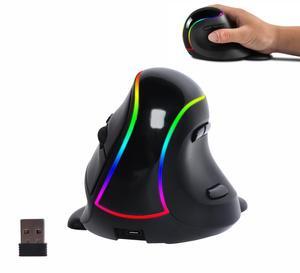 Bluetooth Wireless Ergonomic Vertical Mouse Rechargeable Large Mouse, 2 Modes Connection,Removable Palm Rest, 2400DPI, RGB Light Rechargeable Optical Mice Silent Computer Mouse for Desktop Laptop Mac