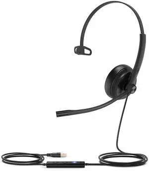 Yealink UH34 Wired Headset, Single Ear USB Headset with Noise Cancelling Mic, Teams Certified, Mono Headset for PC Laptop VoIP Phone, All Day Comfort Design, Mute Button, Busylight