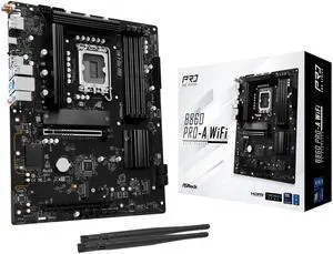 ASRock B860 Pro A WiFi 6E Intel Core Ultra DDR5 8666 MHz 256GB M.2 LGA1851 ATX Motherboard BIOS Flashback SATA3 6.0 Gb/s PCIe 5.0