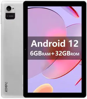ATMPC Android Tablet 10 Inch,Tablets,6GB (2+4 Expand) RAM 32GB ROM & 128GB Expandable Android 12 Tablet, 1280x800 IPS HD Touch Screen Tablets, 2+5Mp Dual Camera, WiFi, BT5.2, 6000Mah Battery