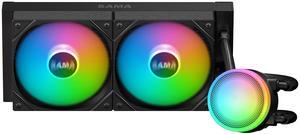 SAMA L40 CPU AIO Water Cooler, 2000 RPM 4Pin PWM Quiet ARGB Fans, 240mm Liquid Cooler for LGA 1366/115X/2011/1200/1700/1851 and AM4 AM5, Black