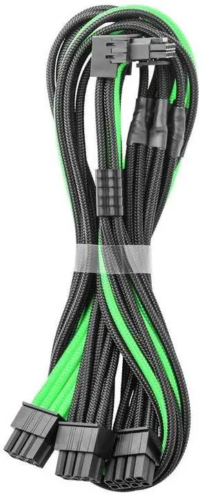 CableMod E-Series Pro ModMesh Sleeved 12V-2x6 12VHPWR 90deg StealthSense PCIe Cable for EVGA G/G+ / P/P+ / T - Variant B (Black + Light Green, 16-pin to Triple 8-pin, 60cm)