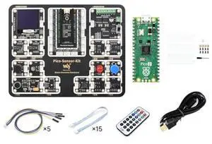 Waveshare Sensor Kit, Compatible with Raspberry Pi Pico 2 Microcontroller Board, Based On Official RP2350 Chip, Dual-Core & Dual-Architecture Design, 7 Items