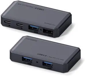 Hagibis USB Switch, Cross-System Transfer Data USB 3.0 Switcher 2 Computers Sharing USB C & A Devices, 5Gbps USB KM Selector for PC Laptop Printer Scanner Mouse Keyboard