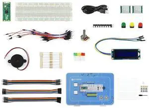 Waveshare Basic Kit, Compatible with Raspberry Pi Pico 2 Microcontroller Board, Based On Official RP2350 Chip, Dual-Core & Dual-Architecture Design, 16items