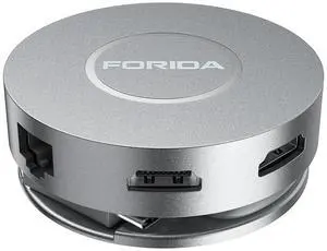 Round USB C Docking Station Dual HDMI Monitor, FORIDA USB-C Hub, Dual 4K HDMI USB C to USB Adapter, 1 Gbps Ethernet, 100W Power Delivery, Micro SD Card Reader for MacBook Pro, Dell,XPS