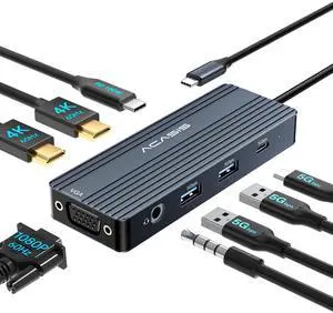 ACASIS USB C Docking Station Dual Monitors,Laptop Docking Station with Dual HDMI 4K@60HZ,1*VGA 1080P@60HZ,2 * 5G USB A,1 * 5G USB C,3.5MM Audio,PD100W;8 in 1 USB C Dock for MacBook M4/M3/M2/M1/Windows