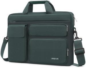 MOSISO Laptop Shoulder Bag Compatible with MacBook Air 15 M3 M2 2024 2023/Pro 16 inch M4 M3 M2 M1,15-15.6 inch Notebook with 2 Raised&1 Flapover&1 Horizontal Pocket&Handle&Belt, Emerald Green