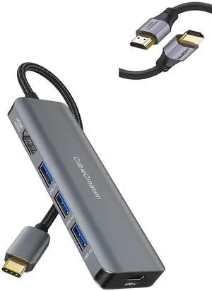 CableCreation 8K HDMI USB C Hub Bundle with 8K HDMI Cord 3FT