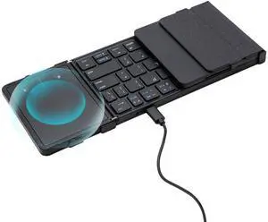 Coastacloud Foldable Wireless Bluetooth Keyboard with Sensitive Touchpad, Portable Slim Bluetooth Keyboard Tri-Folding, Rechargeable Travel Keyboard for Phone iPhone Laptop iPads Mac Tablets (Black)