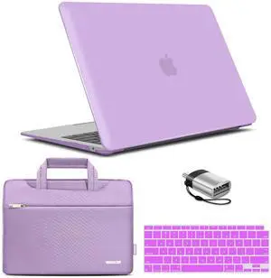 IBENZER Compatible with New MacBook Air 13 inch Case 2022 2021 2020 M1 A2337 A2179 A1932, Hard Shell Case & Sleeve & Keyboard Cover & Type C for Mac Air 13 with Touch ID, Purple, MAT13-PU+3
