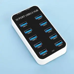 A-Goldnest USB 3.0 Hub, 10-Port USB Hub,USB Splitter USB Expander for Laptop, Xbox, Flash Drive, HDD, Console, Printer, Camera,Keyborad, Mouse (Black) (Black, 10-Port)