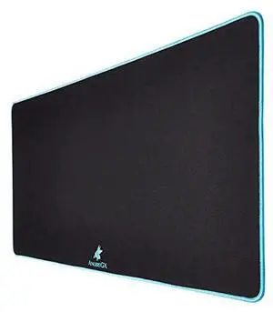 ANUBISGX (68 Color/Size Options Gaming Mouse Pad (Extended: 36x12), Black Pad with Light Blue Stitching. Best Premium Waterproof Non RGB Non-Slip Computer Gaming XL Desk Mousepad Mat