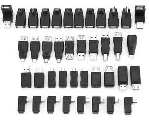 Mini USB to Micro USB Adapter, 40 Pcs Multiple USB2.0 Adapters Angled Mini Micro TypeB Male Female Converters Connectors Micro USB Adapter