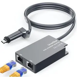 Linkoostar Multi Ports Starlink Ethernet Adapter for Starlink Gen 2, Starlink to RJ45 Fast&Stable Network Connection 1 to 2 [2 Devices Network Simultaneously] - Up to 1 GBP