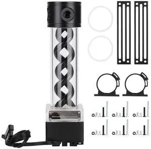 Bewinner1 PC Pump Reservoir Combo, Water Cooling Pump Tank with 4 Meters Head Computer Accessories Support PWM Speed Control for Water Cooling Systems 800L / H Flowing Rate(Black)