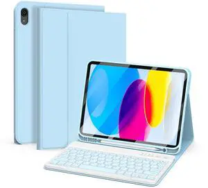 besky for iPad 11th 10th Generation Case with Keyboard - Detachable Bluetooth Keyboard Case with Pencil Holder for iPad 11-inch A16 2025 10th Gen 10.9 Inch 2022 (Blue)