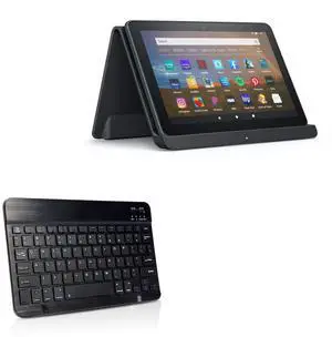 BoxWave Keyboard Compatible with  Fire HD 8 (10th Gen 2020) - SlimKeys Bluetooth Keyboard, Portable Keyboard with Integrated Commands for  Fire HD 8 (10th Gen 2020) - Jet Black