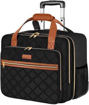 Ytonet Rolling Briefcase for Women, Extra Large Rolling Laptop Bag Fits 18 Inch Laptop, Rolling Computer Bag with wheels for Work Travel College Business Overnight Wife Mom Teacher, Black Brown