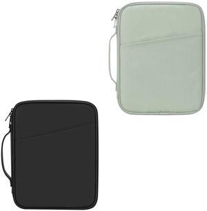 9-11 Inch Tablet Carrying Sleeve, Black(PU)+Green(Fabric), 2Pcs