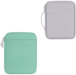 9-11 Inch Tablet Carrying Sleeve, Gray(PU)+Green(Fabric), 2Pcs