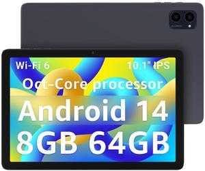 Tablet 10.1 inch Android 14 Tablets with Octa-core Processor, 8GB RAM, 64GB Storage Up to 1TB Expandable Storage, HD IPS Screen, Long Battery Life, WiFi6, 5+8 MP Dual Camera Budget-Friendly Tableta