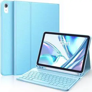 CHESONA Keyboard Case for iPad 10th Generation 10.9-inch 2022, Detachable Bluetooth Keyboard, Stand Folio Keyboard Cover with Pencil Holder, Rechargeable Keyboard for iPad 10th Gen 2022 (Light Blue)