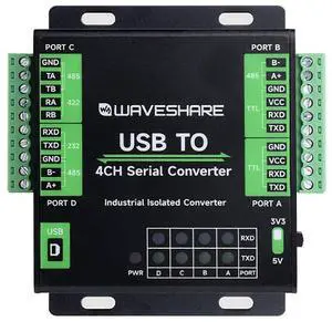 Coolwell with Original FT4232HL Industrial USB to 4-Ch Serial Converter Supports USB to RS232/485/422/TTL Mac, Linux, Android, Windows 11/10 / 8.1/8 / 7 Support