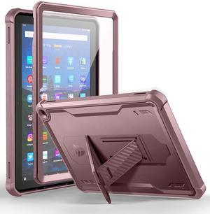 Dexnor Case for  Fire HD 10 and 10 Plus Tablet 10.1" (11th Gen/2021 Release), [Built in Screen Protector & Kickstand] Heavy Duty Shockproof Full Body Protective Cover for Kindle Fire 10 (Pink)