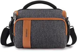 DOMISO Camera Bag Case Waterproof Anti-Shock Shoulder Bag for SLR DSLR Compatible with Nikon D90 D7000 D5300/Canon 60D 700D 5D2/Sony A580 A900/OLYMPUS/Fujifilm/Sony/Panasonic/Pentax/Samsung,Grey
