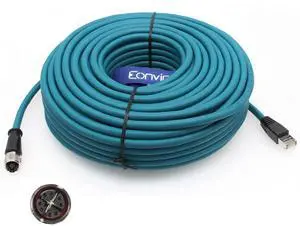 Eonvic M12 X Code 8 Pin Female to RJ45 Cat-7e High Flex Ethernet Cable for Cognex Industrial Camera (30M)