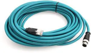 Eonvic M12 4-pin Male to RJ45 E4 Plug High Flex Cat5e Industrial Ethernet Cable Dynamic PUR (30M, Blue)