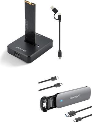 ELUTENG M.2 NVME SATA SSD Enclosure Dual Protocol with M.2 NVMe & SATA to USB C Docking Station Dual Protocol