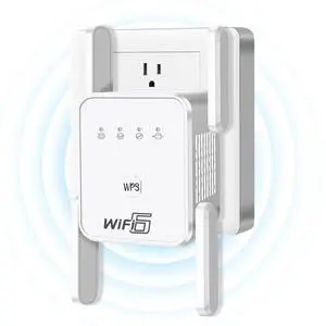 2025 WiFi 6 Range Extender, Dual Band Wi-Fi Repeater Signal Booster, Coverage up to 7800 Square Feet with Gigabit Ethernet Port, Mesh WiFi, One-Click Setup