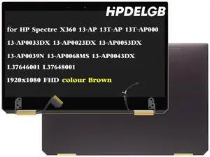 HPDELGB Replacement for HP Spectre X360 13-AP 13T-AP 13T-AP000 13-AP0013DX 13-AP0023DX 13-AP0053DX 13-AP0039N 13-AP0068MS 13-AP0043DX L37646-001 L37648-001 1920x1080 LCD Touch Screen Display Brown