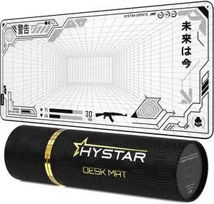 Hystar® Extended Gaming Mouse Pad | XXL 36" x 16" | 5mm Thick, Waterproof Surface, Smooth Polyester Fabric, and Natural Rubber Base | Mainframe (Light)