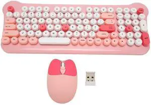 Jectse Keyboard and Combo, Colorful Retro Typewriter Keyboard with Round Keycaps, and Keyboard for Computer Laptop ()