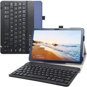 JRTAL Compatible with TCL Tab 10 5G Keyboard Case,Premium Vegan PU Leather Detachable Keyboard Cover for 10.1" TCL Tab 10 5G TCL-9183W Metro by T-Mobile Tablet(Not fit TCL Tab Pro 5G TCL-9198S),Blue