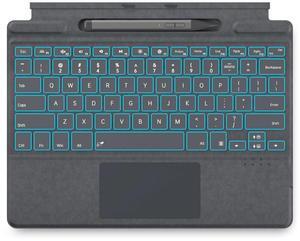 JvKzaen Surface Pro 9 Keyboard with Slim Pen, Compatible with Microsoft Surface Pro11 10 9 8 X, 13 Inch Bluetooth Wireless Backlight Type Cover Keyboard with Slim Pen, Keyboard with Slim Pen Gray