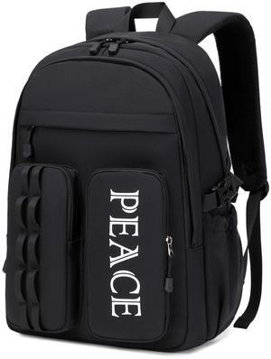 KIDNUO College Bookbag Laptop Backpacks 15.6 Inch Kids Elementary School Bag for Teens Girls Boys Water Resistant Sport Travel Back Pack Women Men Work Business Computer Rucksack Black