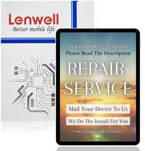 Lenwell Service Pack with Original OEM Pull Screen Replacement for iPad Pro 12.9 5th Gen 2021 Touch Assembly A2378 AA2379 A2461 A2301 + Free Install