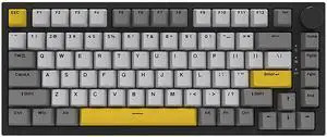 AJAZZ AK820 Pro 75% Gasket RGB Wireless Mechanical Keyboard with TFT Screen, Volume knob, Bluetooth/2.4G/Wired 3-Modes, Compact 82 Hot-Swap Keys, Tricolor PBT Keycap, 4000 mAh (Gray&Yellow 3-Modes)