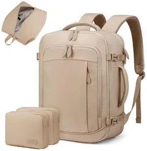 LOVEVOOK Travel Backpack for Women Men, 35L Large Carry On Bag Fits 15.6" Laptop, Flight Approved Personal Item, Waterproof Luggage for Daily Use Weekender Trip Work Business Uni, Khaki