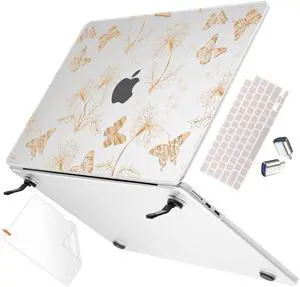 May Chen Compatible with MacBook Air 13.6 inch Case A3113 M3 A2681 M2 Chip 2024 2023 2022 Release, Sturdy Protection Finish Hard Shell Case Cover with Fold Kickstand & Keyboard Cover, Dream Butterfly