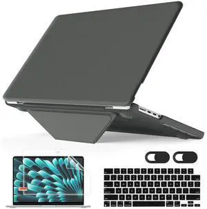 Mektron Leather Case for MacBook Pro 14 Inch M4/ M3/ M2/ M1, Fits A3112 A3401 A3185 (2024) / A2918 A2992 (2023) / A2779 / A2442 (2021) Protective Hard Shell with Fold Kickstand - Business Grey