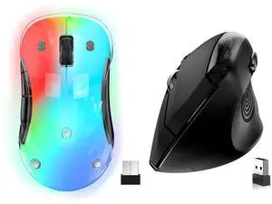 memzuoix 2.4G Wireless Mouse, Cordless Computer Mice Wireless Mouse for Laptop, Desktop, PC, MacBook- 2 Pack (LED Rechargeable Wireless Mouse+Black Ergonomic Wireless Mouse)